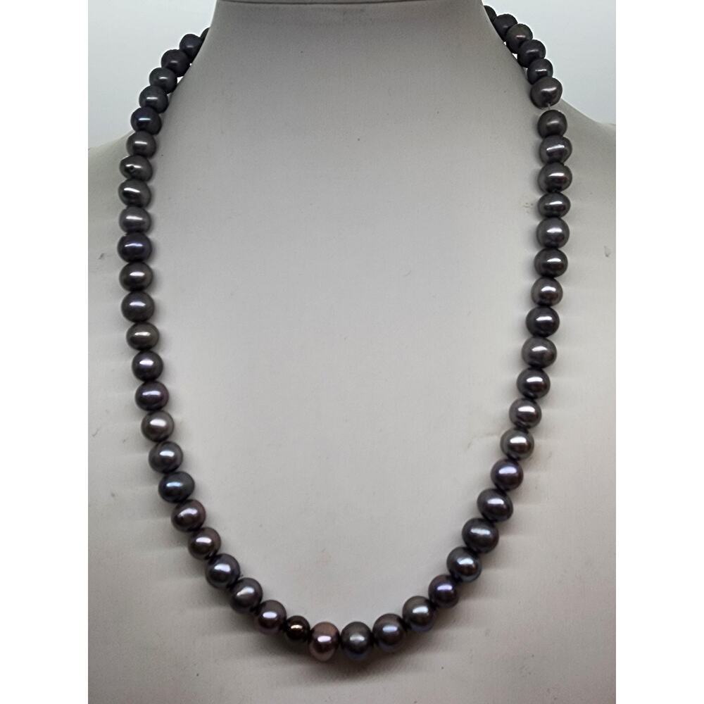 Gray Peacock Pearl Freshwater Genuine Necklace Toggle Clasp Iridescent 18" Real - Picture 5 of 7